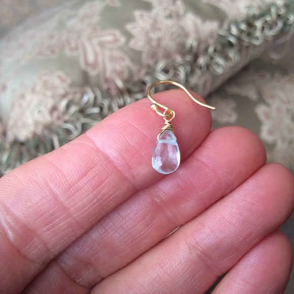 Natural Aquamarine Gold Plated Necklace & Earrings - Picture 9 of 16